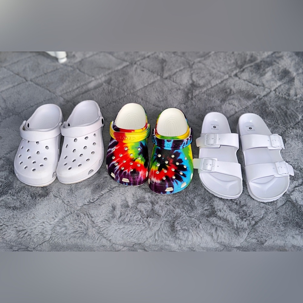 3 pairs foam clogs croc shade & shore etc.